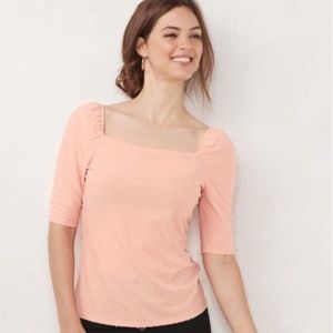 ♣️ 3/$20 NWT LConrad pink 3/4 sleeve dotted  top